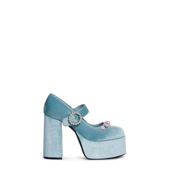 Sugar Thrillz So This Is Love Velvet Platform Heels - Picture 1 of 4